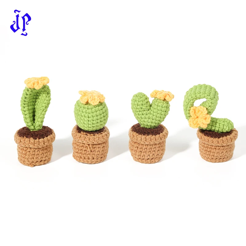 JP Beginner Adults Knitting Kit Mini Knit Potted Flowers Decorative Crochet Potted Plant Crochet Material Bag