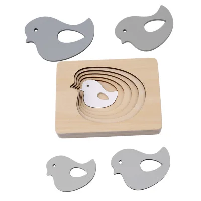 
Wholesale montessori 3D wooden multilayer puzzle custom animal dolphin wooden jigsaw puzzle toy for kids 