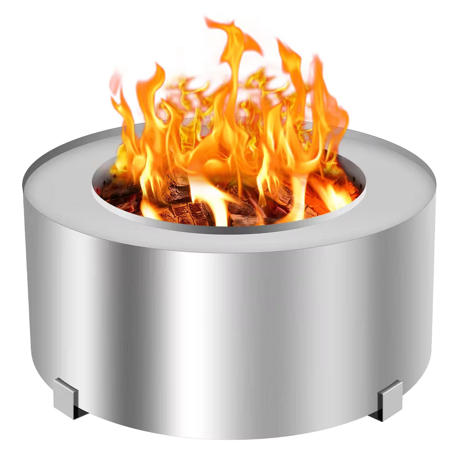 Outdoor Bonfire Fire Pit Stainless Steel Round Wood Burning Stove Smokeless Bonfire Pit for Outside Patio Backyard