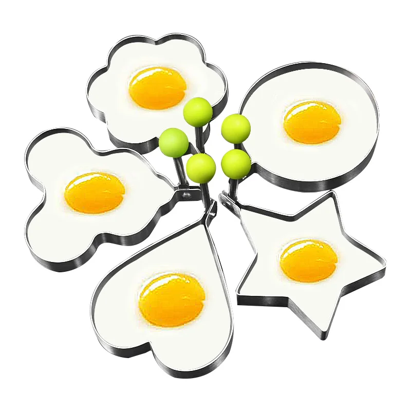 Stainless Steel Non-Stick Fried Egg Rings Mold Pancake Maker with Handle for Griddle Pan Egg Form Frying Cooking Tools