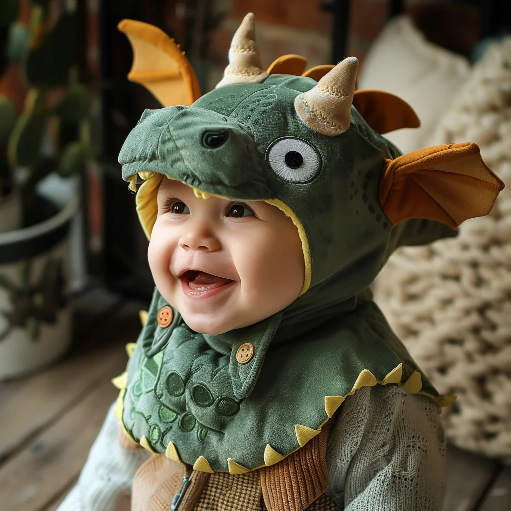 original newborn Kids Toddlers Plush Winter Beanie and Bibs Dragon Horn Hat Cute Warm Animal Cotton Knit Hat Waterproof