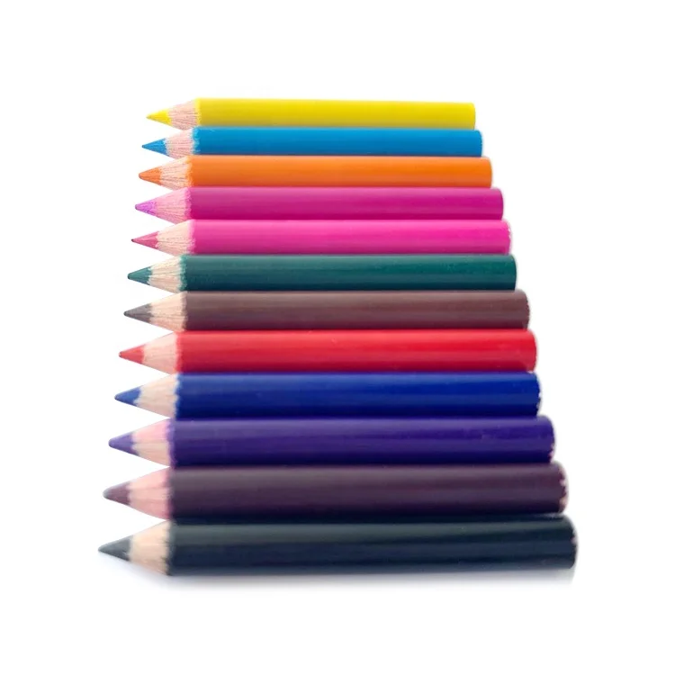Non Toxic 4.5cm Wood Free 12pcs Mini Multi Color Pencil for Kids Custom
