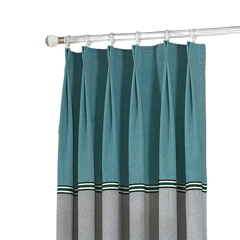 Custom two-color velvet fabric high blackout ultra-long curtain hotel insulation blue gray engineering curtain factory wholesale