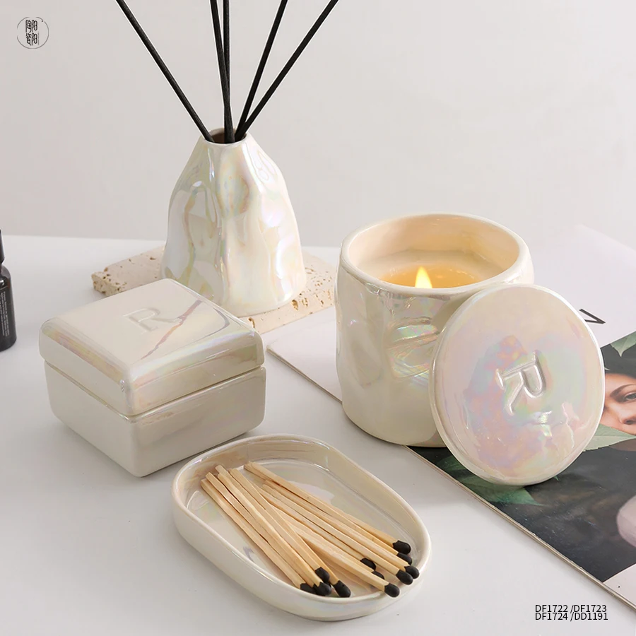 custom fragrance reed diffuser essential oil crystal stone aroma diffuser bottle scented candles luxury aromatherapy gift set