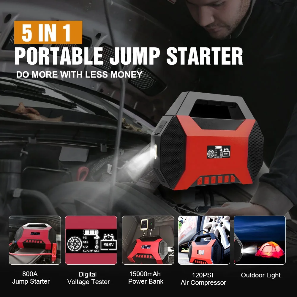 POWRUN 5 в 1 Genius boost Jump Starter GS супер конденсатор портативный 12В Автомобильный 800A аккумулятор стартер с воздушным