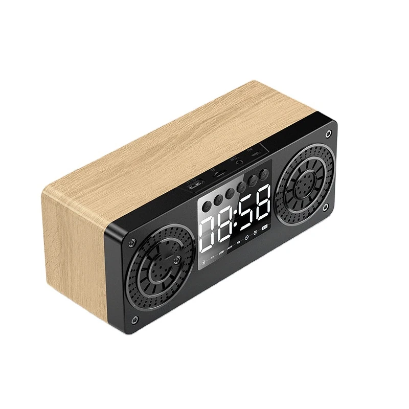 LAIMODA Multi Led wood Boombox Smart Box Parlantes Dj Woofer Wireless Portable blutooth speaker with alarm clock