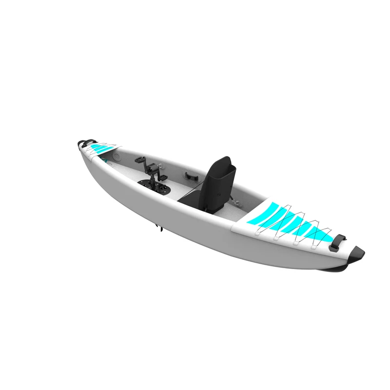 420cm foot Pedal driven fishing Drop Stitch air canoe rowing boat Inflatable Kayak
