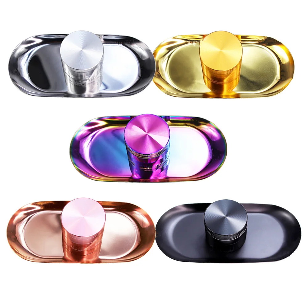 Oval Silver Gold Black Rainbow Metal Stainless Steel Snack Dessert Trinket Jewelry Rolling Serving Trays