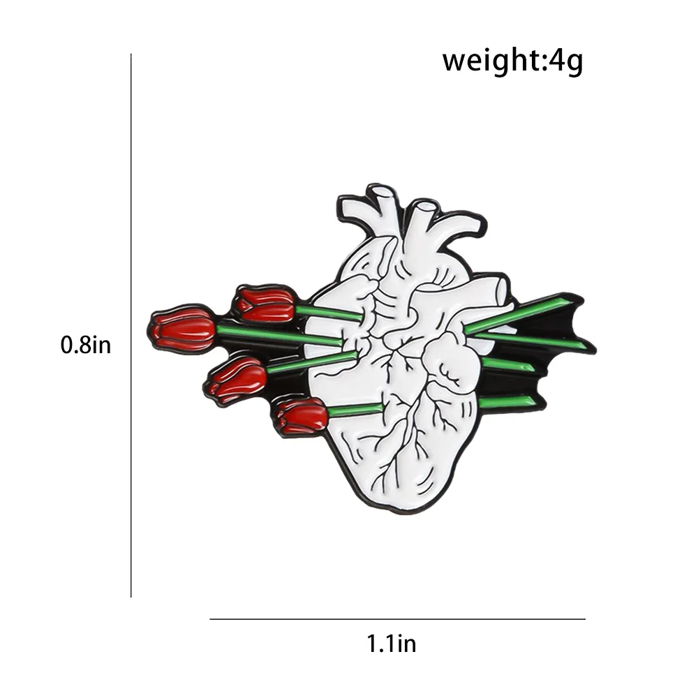 Wholesale Low MOQ Romantic Metal Badge Deep Brooch Pin Rose Heart Lapel Pin Soft Enamel Pin