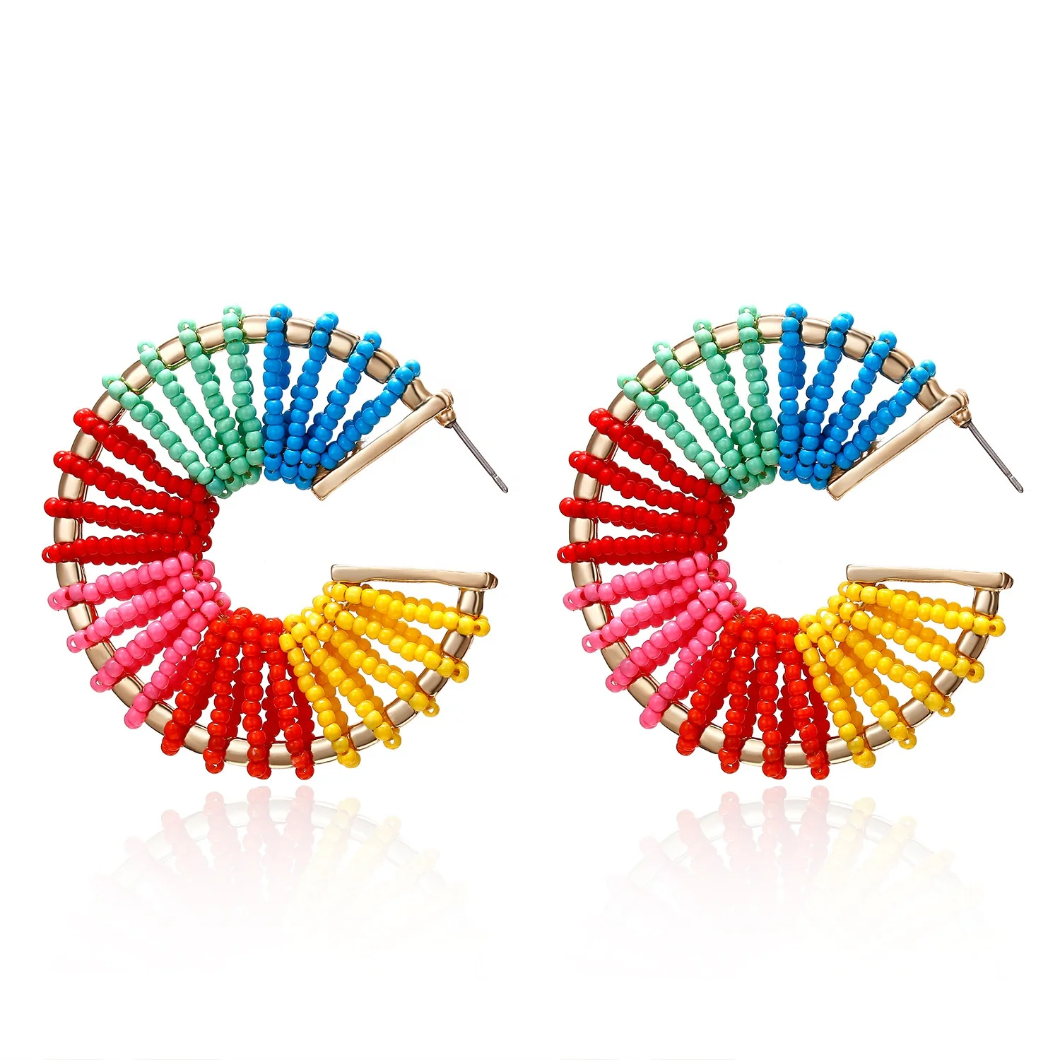 Newly Designed Mixed Color Seed Bead Wrapped Earring Hoop
