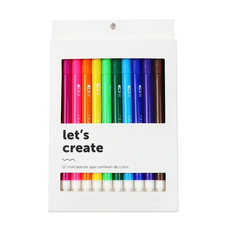 12-Pack Magic Color Change Markers, Customizable, Non-Toxic, Highlighters, Ideal for Kids, Journals, and Art Projects