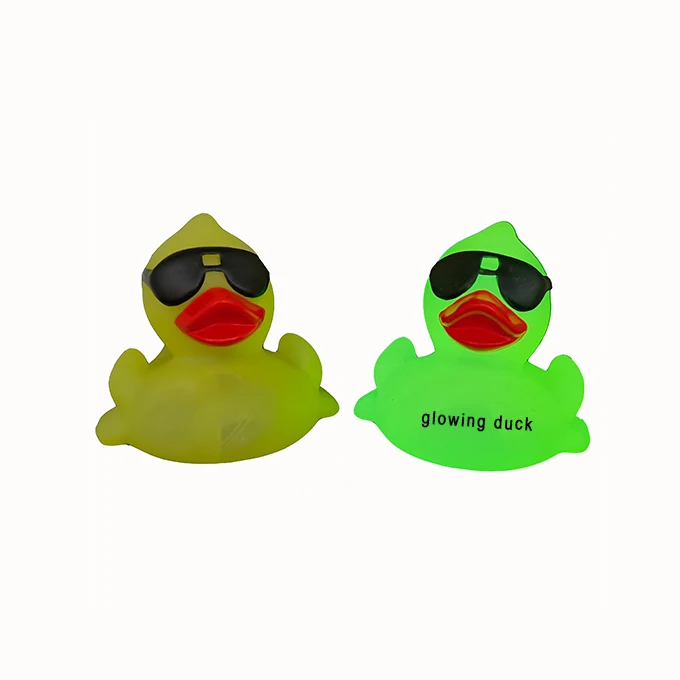 Plastic PVC Glow in the Dark toy Fluorescence Green Rubber Duck Animal Toy Fluorescent Toys