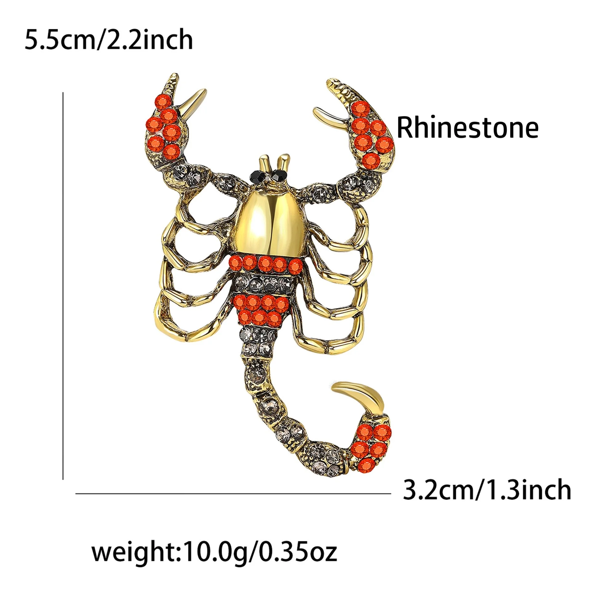 Wholesale Halloween Vintage Brooches Pin Men Personalized Animal Brooch Rhinestone Scorpion Brooch Pin For Clothing