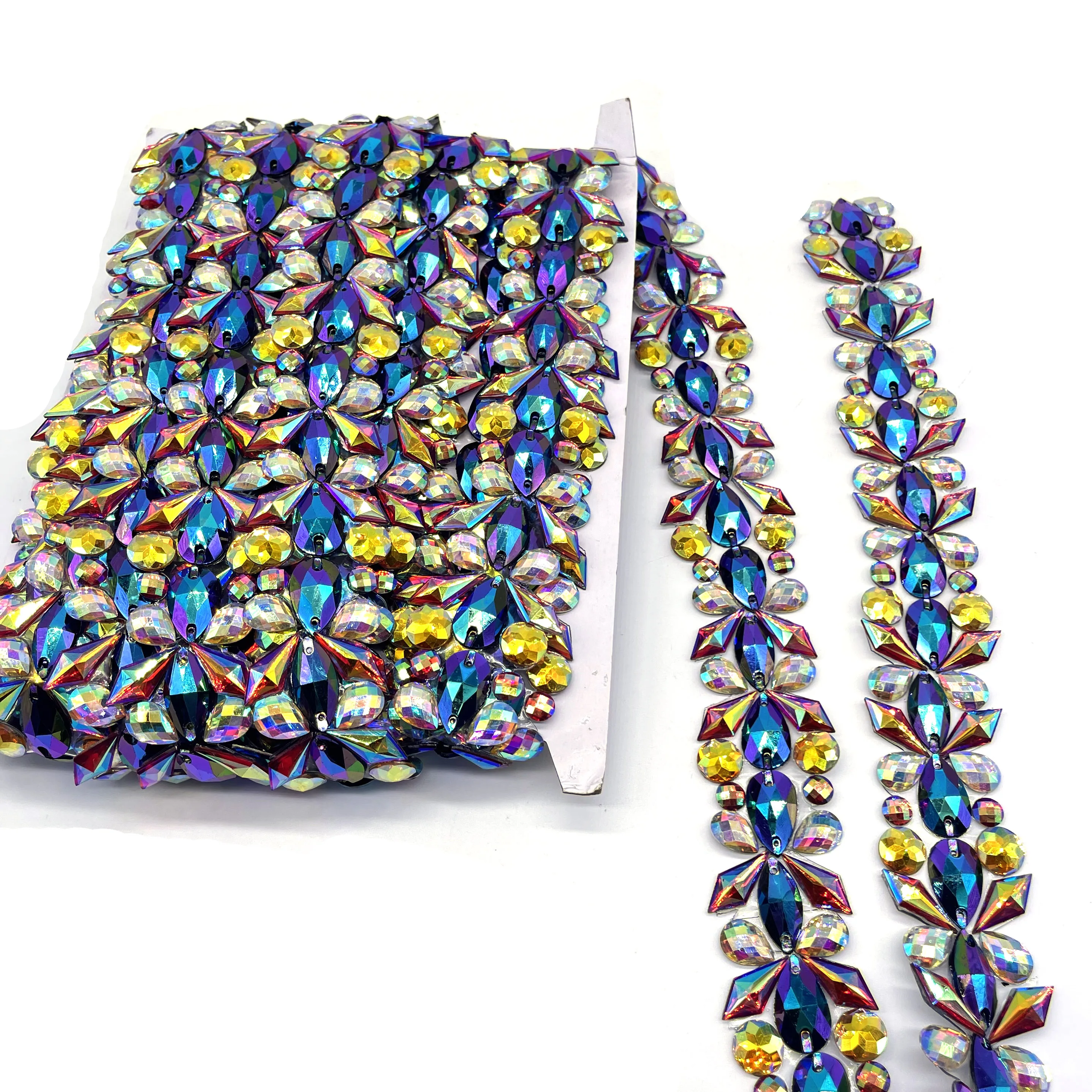 2024 UK London Miami Samba Carnival Customized Hot Fix Rhinestone Trim Applique Gem Trim for Shoes Bags Garments