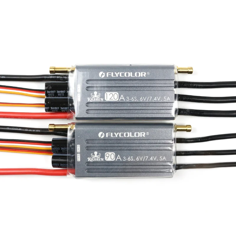 Водонепроницаемый бесщеточный контроллер скорости FLYCOLOR KRAKEN Series 3-6S Lipo 40A 60A 90A 120A с поддержкой Wi-Fi ESC для радиоуправляемой лодки