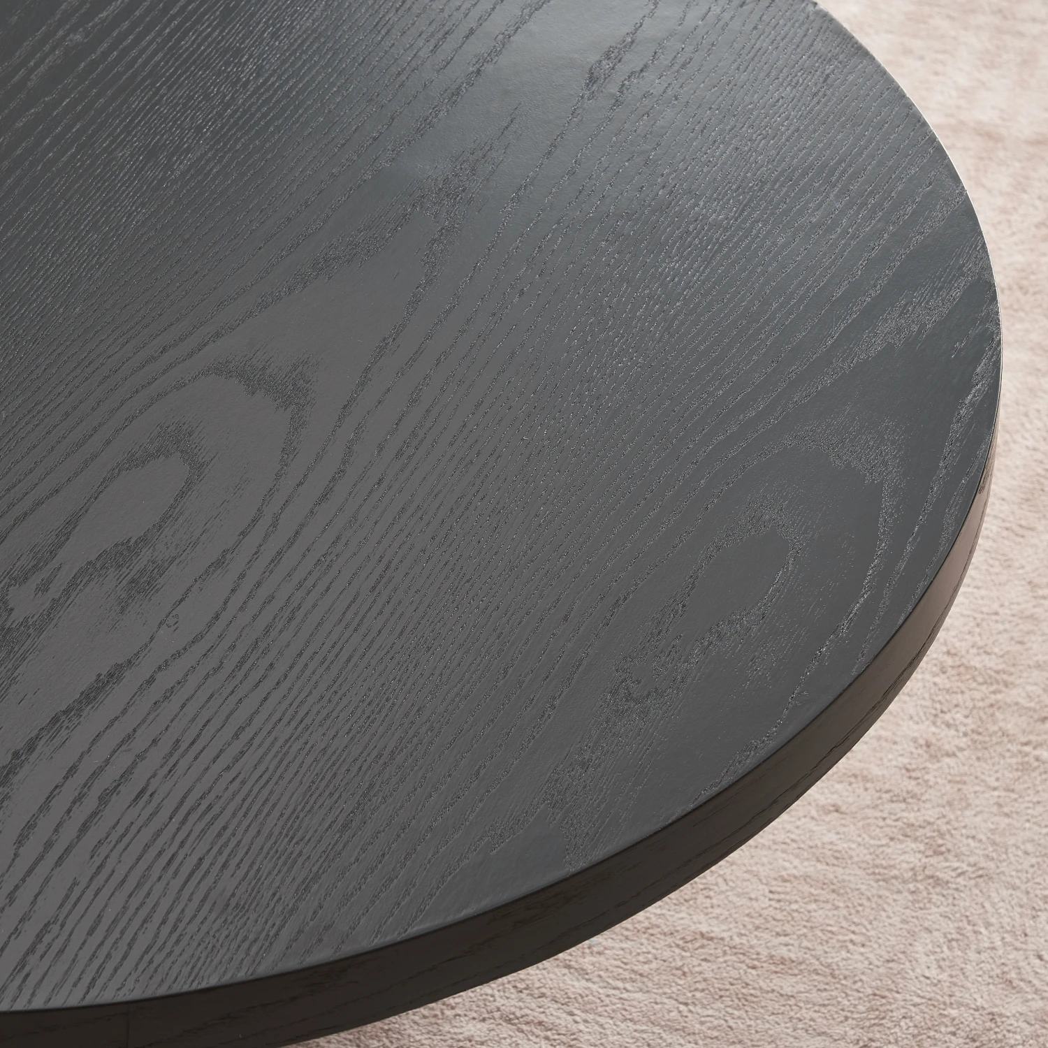 Modern Dining Room Furniture Restaurant Piper Fluted Table Wholesale Round BLACK MDF Dining Table set with Wooden Base