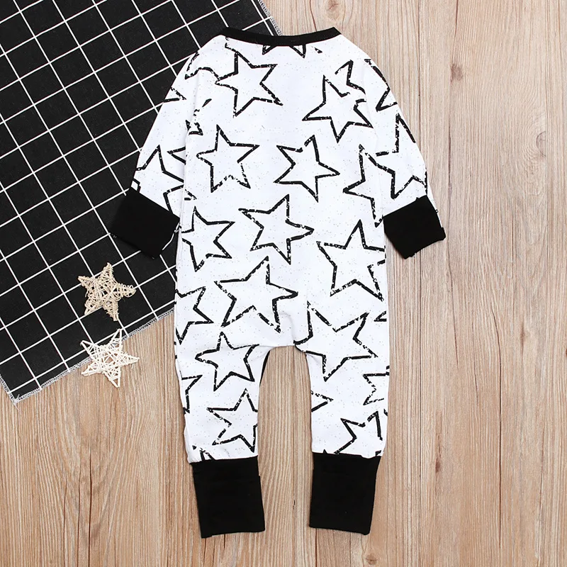Baby Boy Romper Star Printed Zipper Long Sleeve Rompers Baby Infant Boy Designer Clothes Kids Jumpsuits