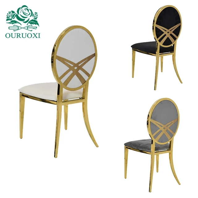 wholesale gold frame round back Black velvet wedding chair for reception