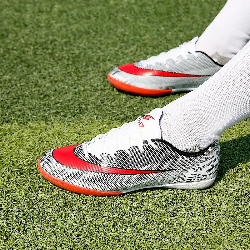 
 Оптовая торговля, в наличии, размеры 28-44 Turf Детские мужские бутсы на плоской подошве футбольные бутсы спортивные кроссовки на шнуровке  