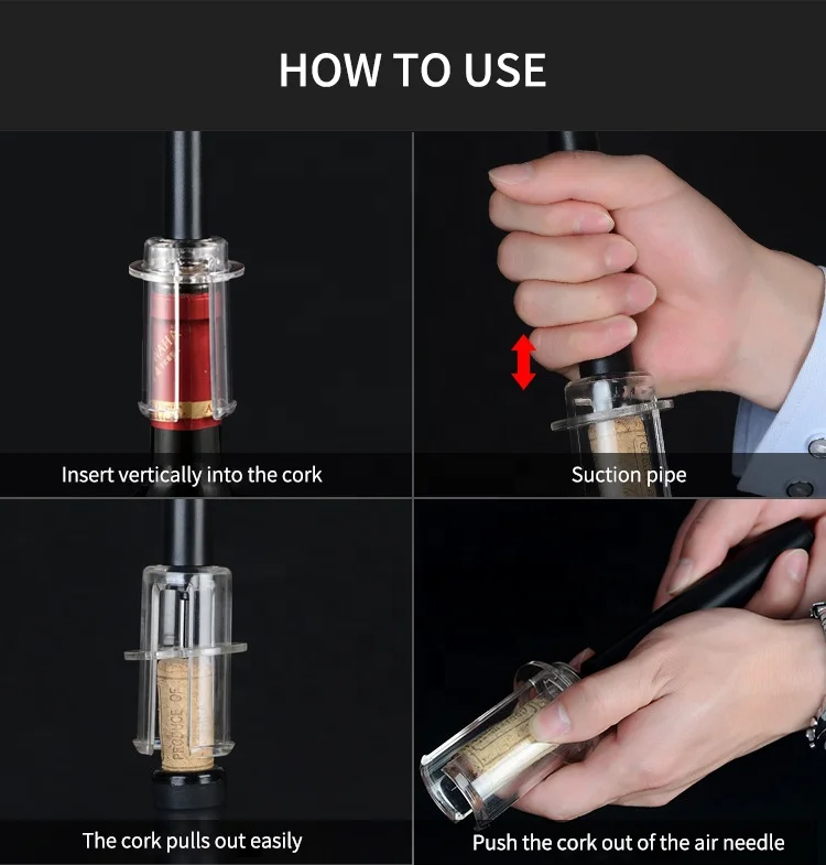 Best Seller Bar Accessories 4 Pieces Wine Tool Air Pressure Pump Wine Opener Set For Wine Lovers