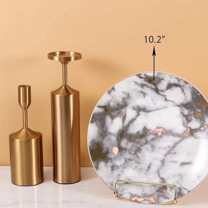 Desktop Golden Metal Wire Holder Gold Display Plate Stand Picture Holders for Cookbooks Magazine Greeting Card Display