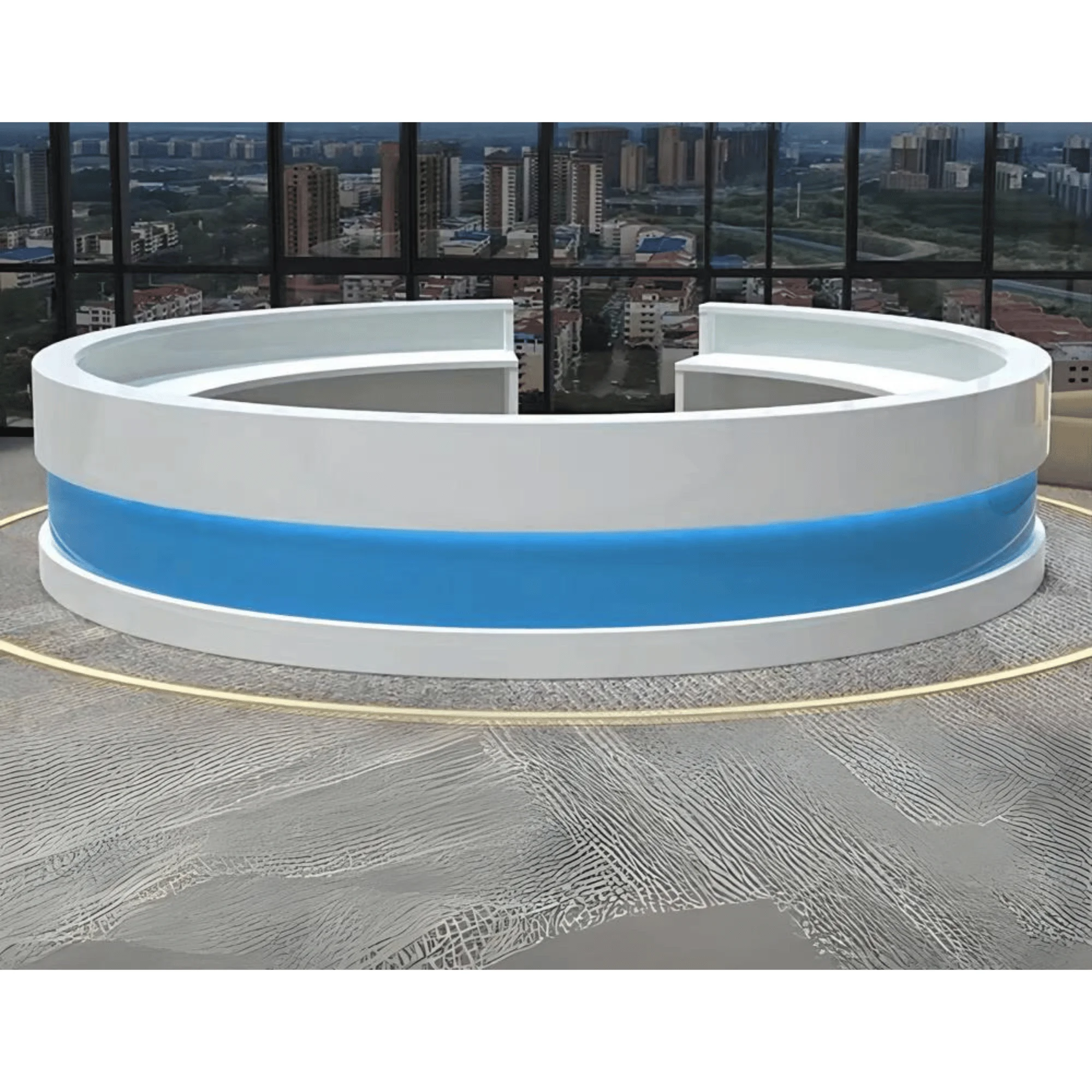 Hotel hair salon front desk reception counter modern white custom design standing round curved reception reception desks