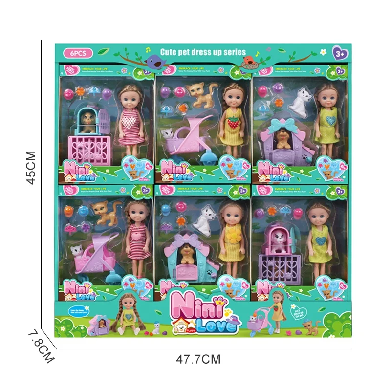 Girls toy doll set 6 inch pretty princess doll toys with accessories promotion gift