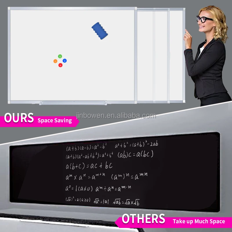 KBW Aluminum Memo White Board Double side 90x60cm Dry Erase Board Wall-Mounted Large Magnetic Whiteboard for Office School Home