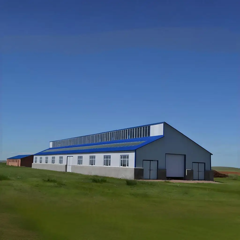 Высококачественная Простая установка сборных стальных конструкций цеха Коровья молочная сельскохозяйственная коровья машина световой дизайн