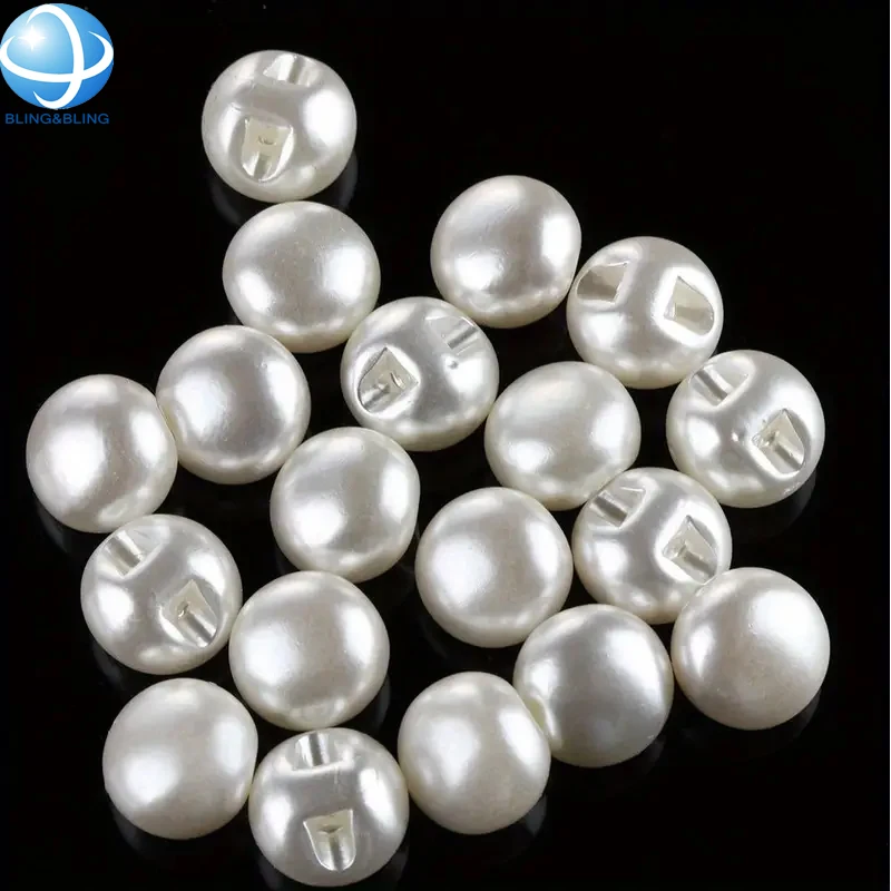 White Round 8mm 10mm 12mm Loose Beads Sewing Button Resin ABS Imitation Pearl For DIY Clothing Dress Jewelry Making Accessory