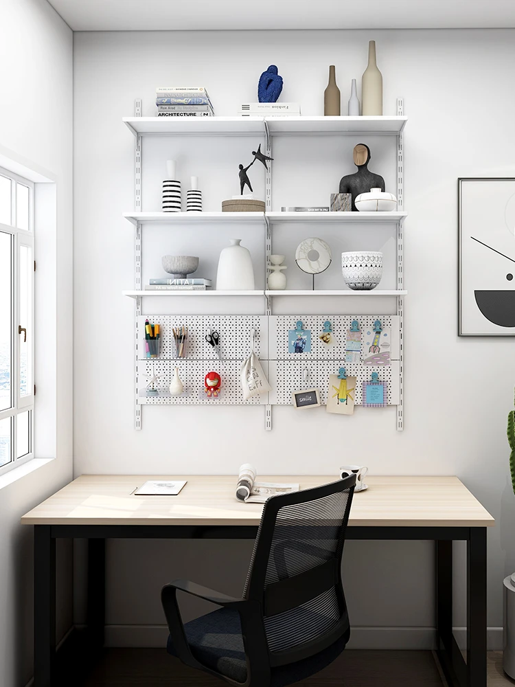 Leke Hole Orifice Plate Metal storage rack Gaming Standing Shelf Units Home Office cabinets with Metal Pegboard