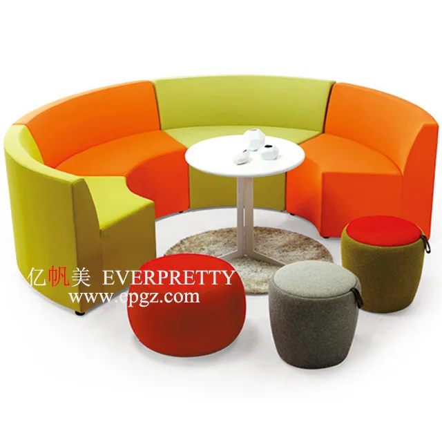 Wholesale High Quality Office Hotel School Lobby Modular Comfortable Reception Fabric Curved Sofa Set for Public Area