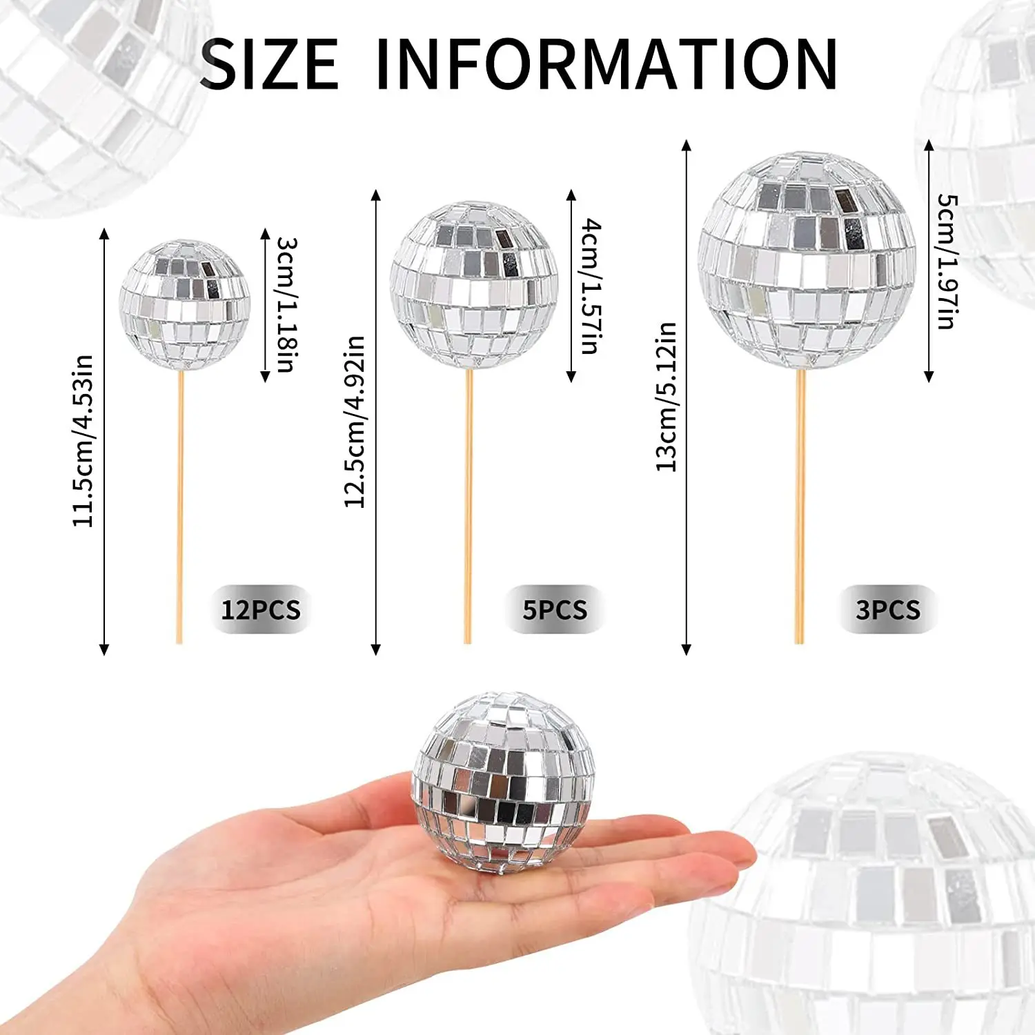 Bachelorette Party Mini Disco Ball Picks Disco Theme Cake Toppers for Cake Decorations Disco Ball Cupcake Toppers