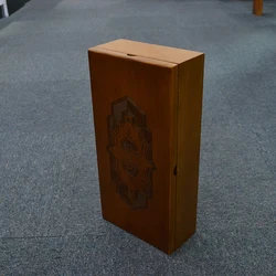 Cylindrical Brown Logo Wooden Storage Box For Wine