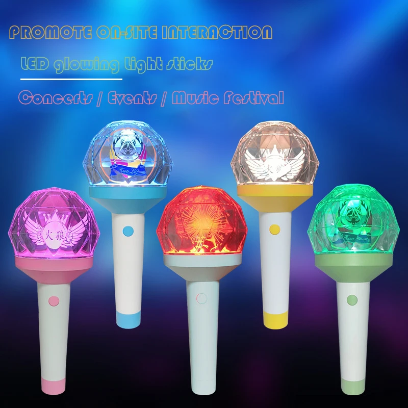 Customized logo acrylic light stick concert cheer-up hand light sticks glow in the dark wands sticks for sports big events