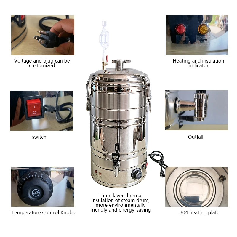 20L custom home alcohol distiller crystal column pure copper mesh private brandy whiskey rum distillation wholesale Pure dew