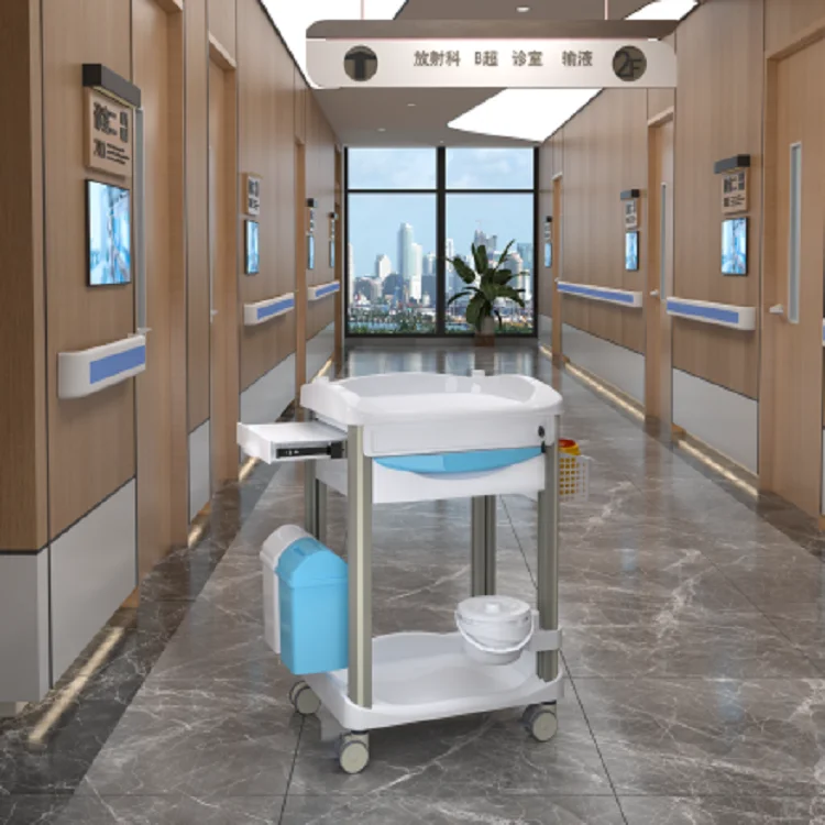 Factory wholesale Best Offer Hospital Clinic Medical Two-drawer multi-functional ABS plastic treatment trolley