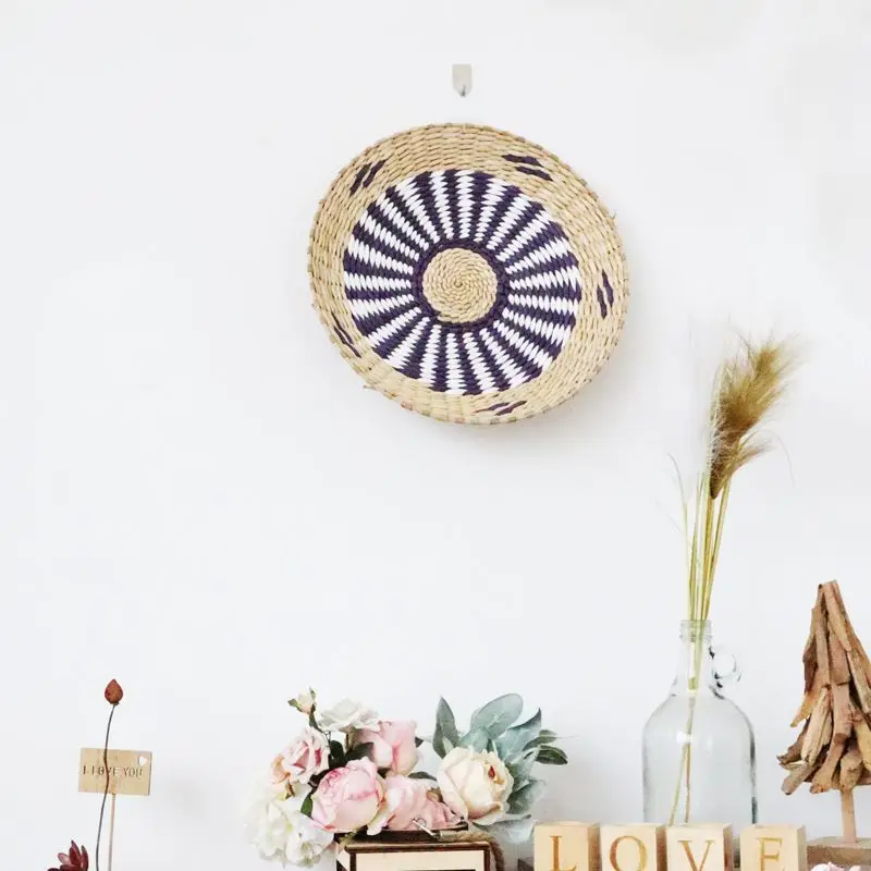 Bohemian Hanging WalL Decor Handmade Natural Woven Seagrass Wall Basket Decor