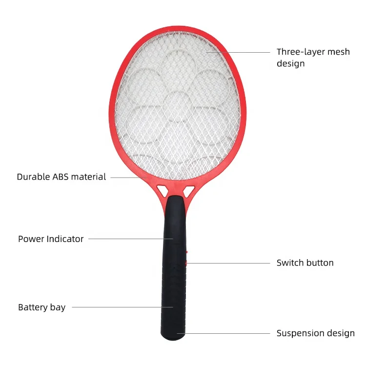 Indoor Pest Control 2 *AA Battery Bug Zapper Racket Electric Killing Mosquito Swatter