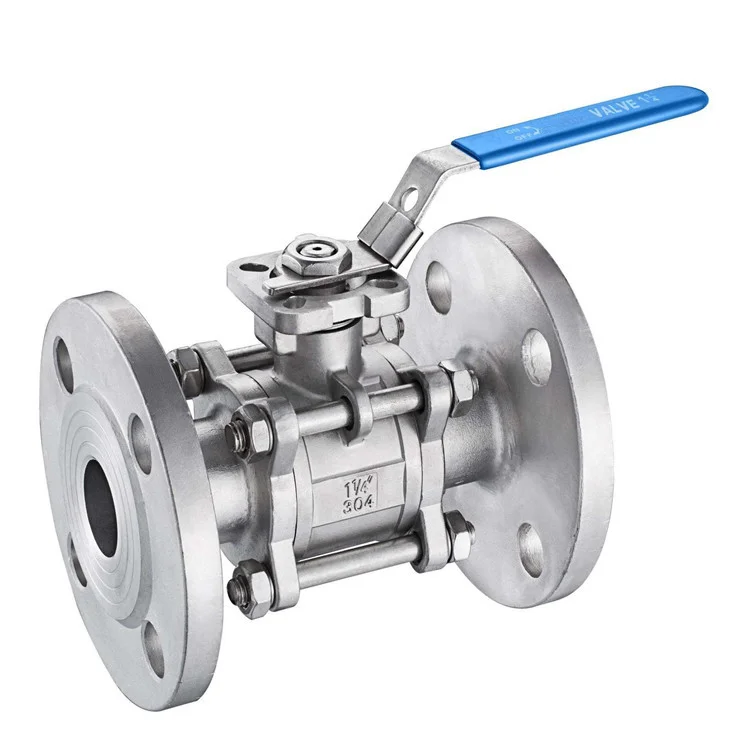 304 stainless steel 3PC Ball Valve Flanged End  DIN PN16/PN40