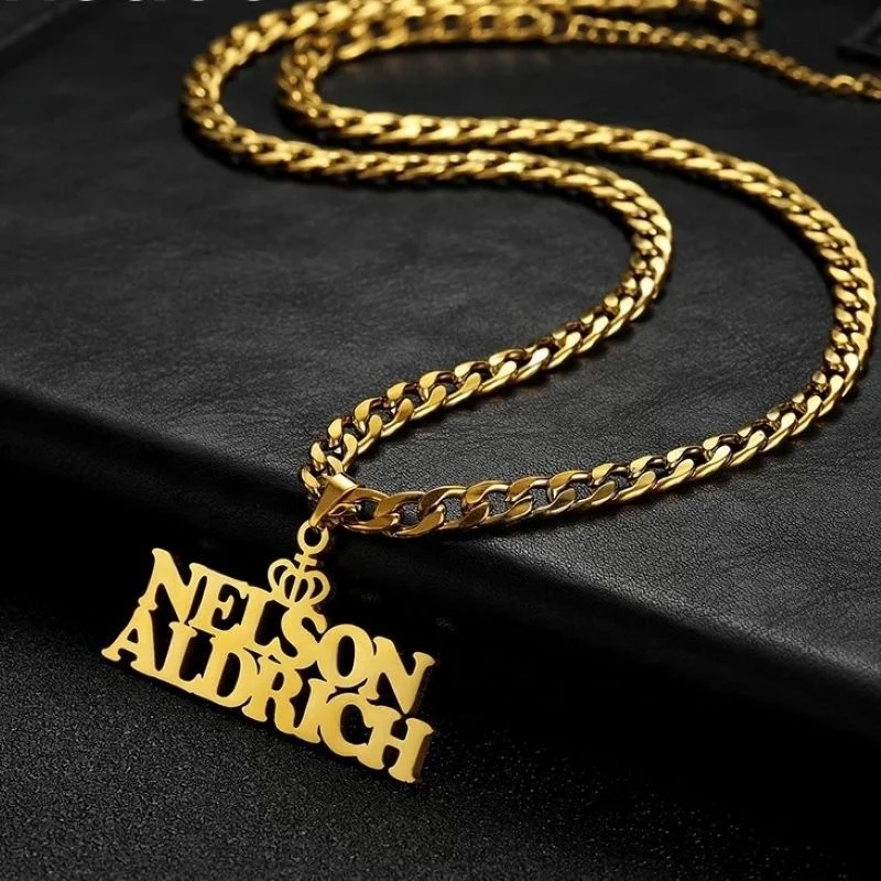 Baseball Women Men Couple Fashion Charm Name Cuban Necklace Stainless Steel Personalised Jewelry Pendants For Necklace