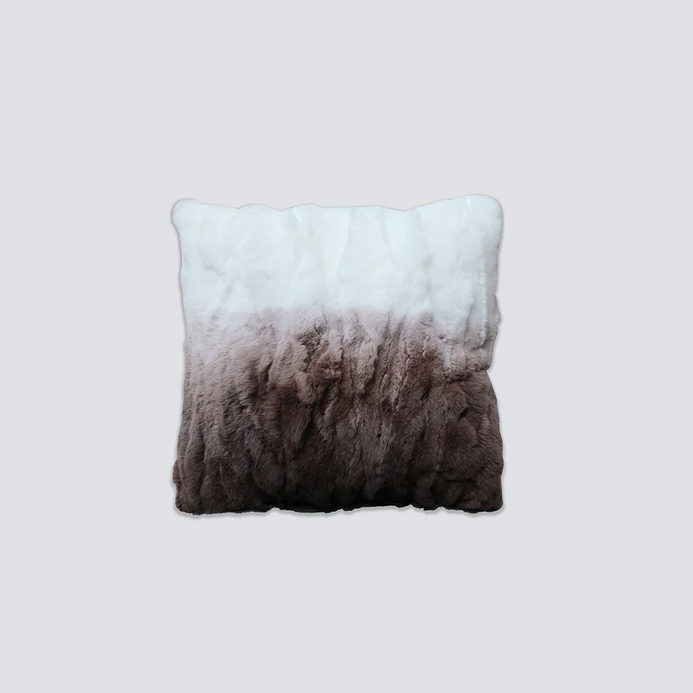 NS FURNITURE Rex Rabbit Genuine Authentic Leather Fur Pillow Cover Warm Feeling Furry Fluff Kidney Pillow Case Home Decoration