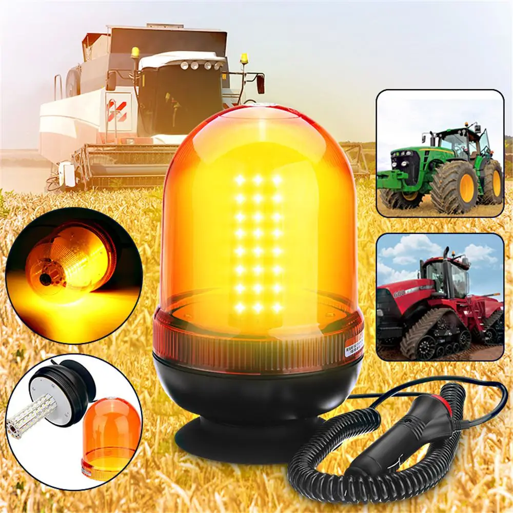 DC12V 24V MAGNETIC MOUNT 80 LED EMERGENCY TRUCK BEACON WARING LAMP