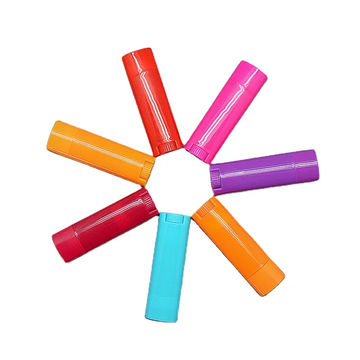 
Wholesale empty colorful plastic 4.5g flat oval mini lipbalm tube 