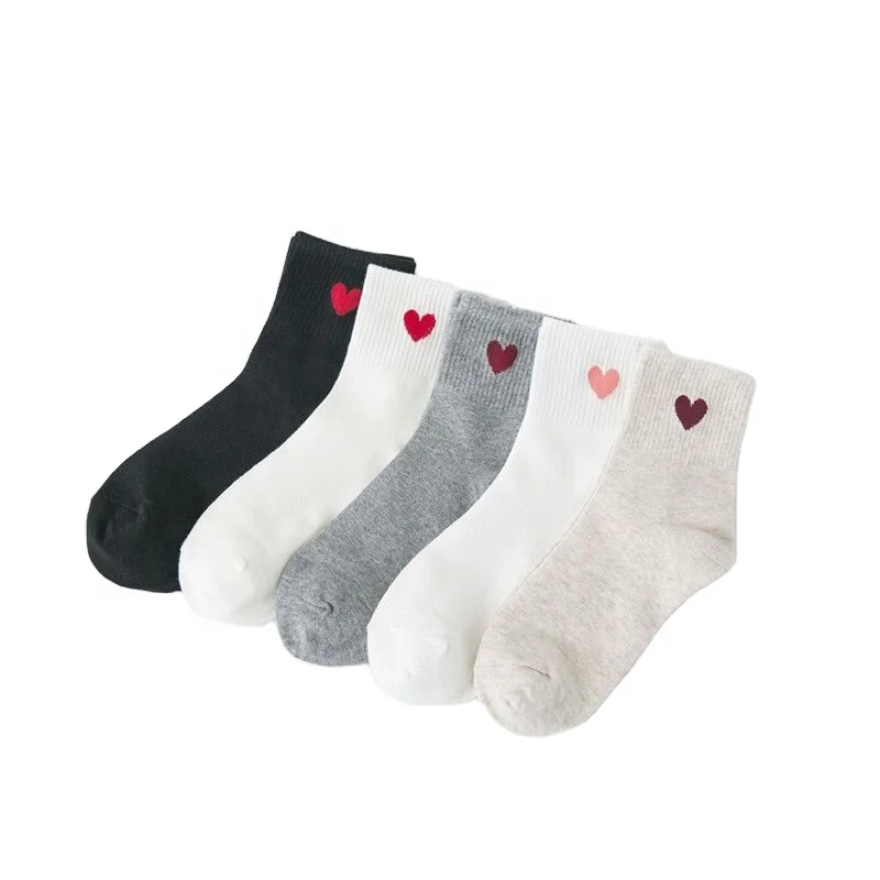 5 Pairs Womens Funny Socks Cozy Cute Embroidery Patterned Fun Socks Novelty Heart Socks for Women Gifts