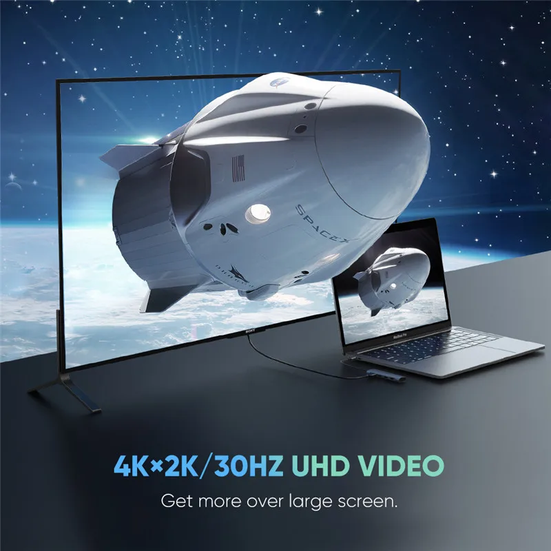 Ugreen портативный 6in1 Mac Type C 4K USB 3 0 концентратор ридер для док-станции Samsung MacBook Pro Dell хром ноутбук