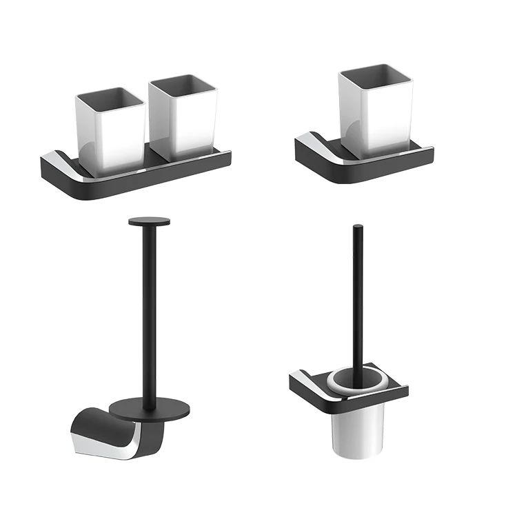 Hotel Luxury Bathroom Accessories Copper Black and Chrome Lavatory Toilet Bathroom Accessories Set