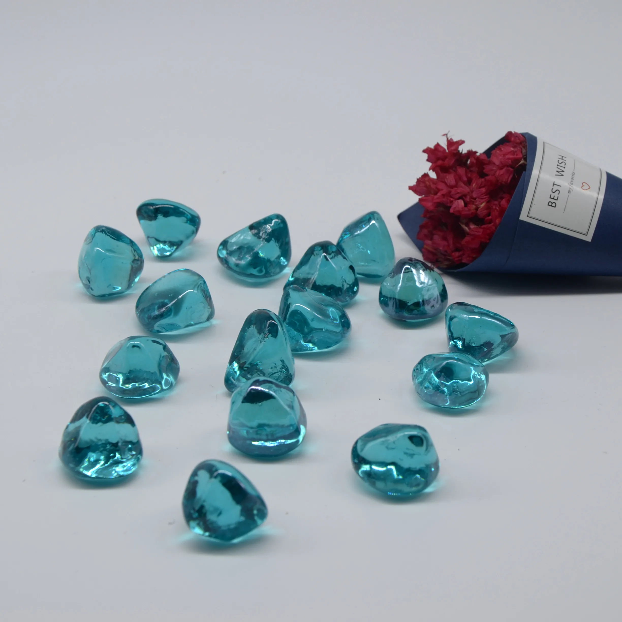 Производитель бриллиантовых камней небесно-голубого цвета стеклянные камни для камина и озеленения сухих