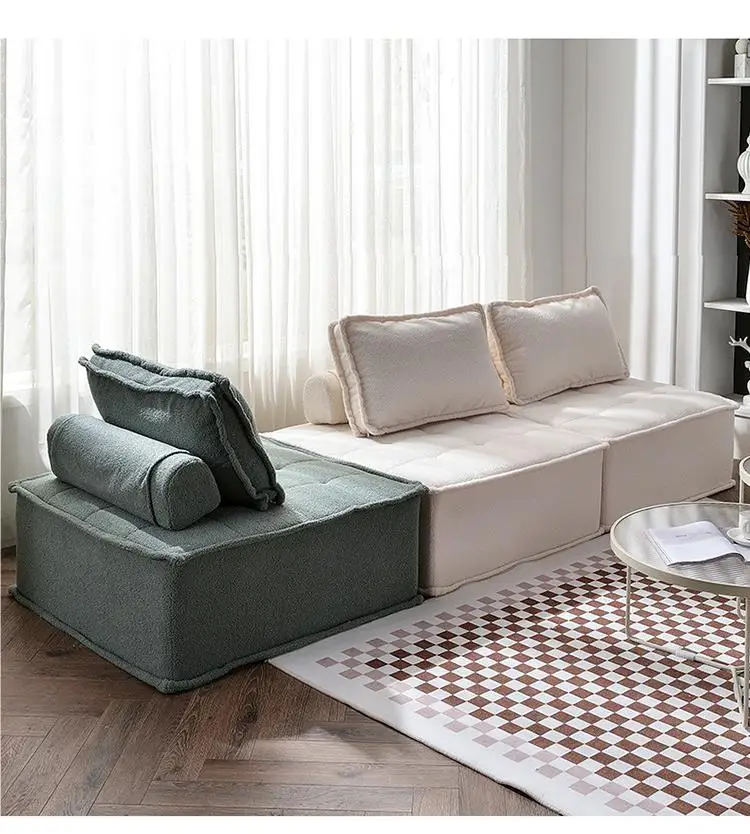 New Arrival Nordic Balcony bedroom Technology Fabric Tofu Block Lazy Small Living Room Combination Modular Sofa