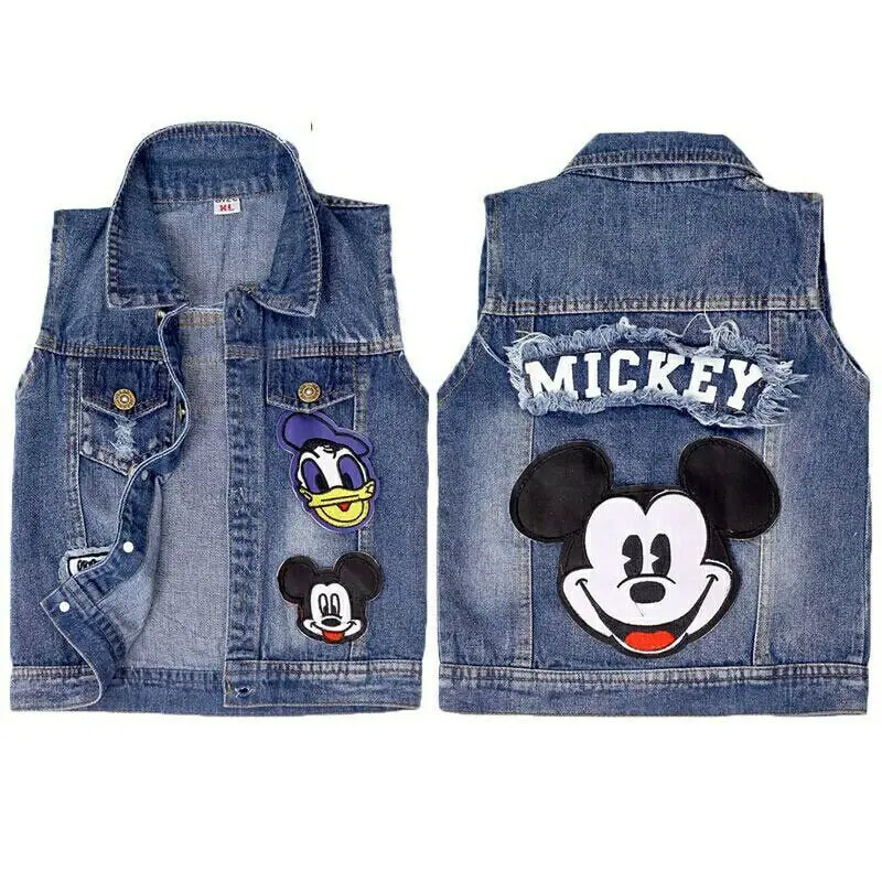 2021 Wholesale New Fashion High Quality Lovely Cartoon Party Denim Vest for Girls Kids Jackets Vest